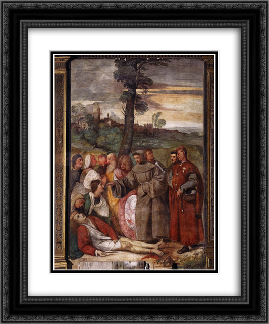 The Healing of the Wrathful Son 20x24 Black Ornate Wood Framed Art Print Poster with Double Matting by Titian