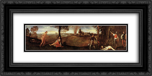 The Legend of Polydorus 24x12 Black Ornate Wood Framed Art Print Poster with Double Matting by Titian