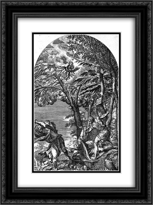 The Martyrdom of Saint Peter 18x24 Black Ornate Wood Framed Art Print Poster with Double Matting by Titian