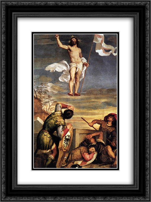 The Resurrection 18x24 Black Ornate Wood Framed Art Print Poster with Double Matting by Titian