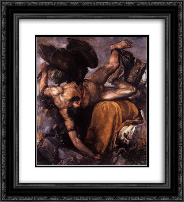 Tityus 20x22 Black Ornate Wood Framed Art Print Poster with Double Matting by Titian