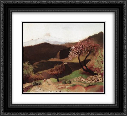 Blossoming Almonds (Landscape in Italy) 22x20 Black Ornate Wood Framed Art Print Poster with Double Matting by Csontvary, Tivadar Kosztka