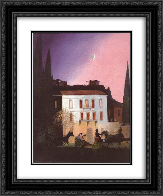 Coaching in Athens at New Moon 20x24 Black Ornate Wood Framed Art Print Poster with Double Matting by Csontvary, Tivadar Kosztka