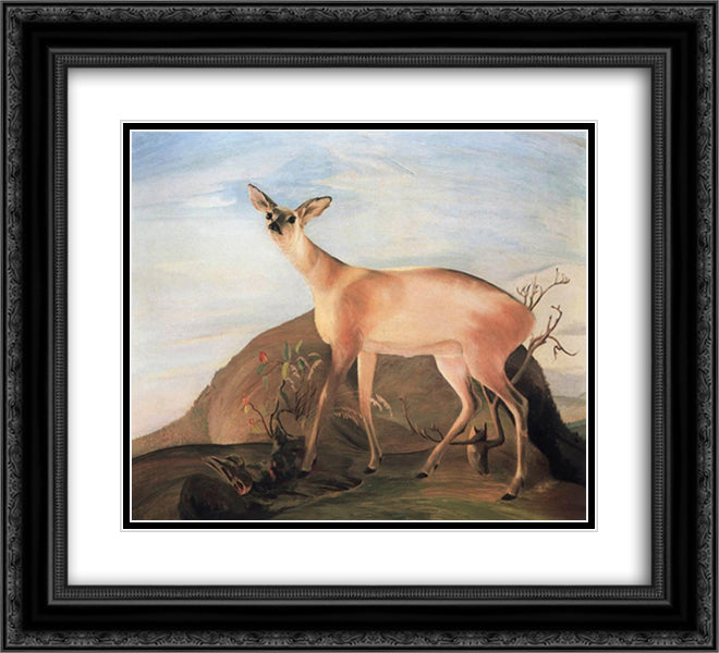 Deer 22x20 Black Ornate Wood Framed Art Print Poster with Double Matting by Csontvary, Tivadar Kosztka