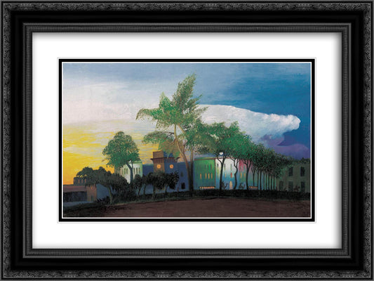 Fortress with Arabs Riding Camels 24x18 Black Ornate Wood Framed Art Print Poster with Double Matting by Csontvary, Tivadar Kosztka