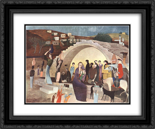 Mary's Well at Nazareth 24x20 Black Ornate Wood Framed Art Print Poster with Double Matting by Csontvary, Tivadar Kosztka