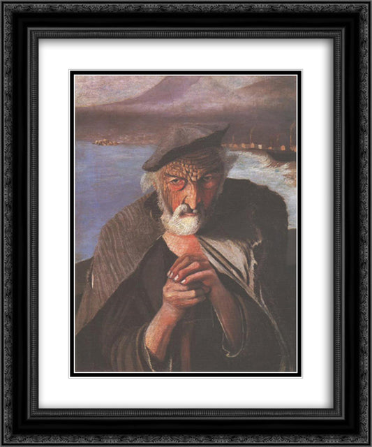 Old Fisherman 20x24 Black Ornate Wood Framed Art Print Poster with Double Matting by Csontvary, Tivadar Kosztka