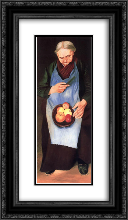 Old Woman Peeliing Apple 14x24 Black Ornate Wood Framed Art Print Poster with Double Matting by Csontvary, Tivadar Kosztka