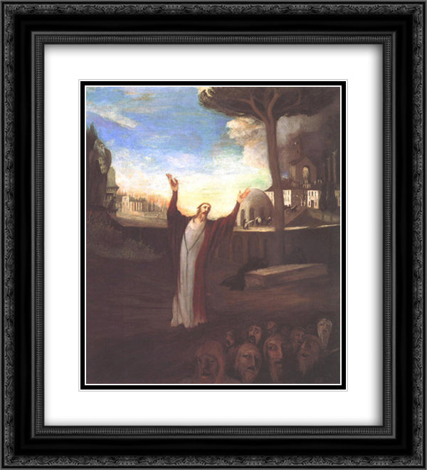 Praying Saviour 20x22 Black Ornate Wood Framed Art Print Poster with Double Matting by Csontvary, Tivadar Kosztka