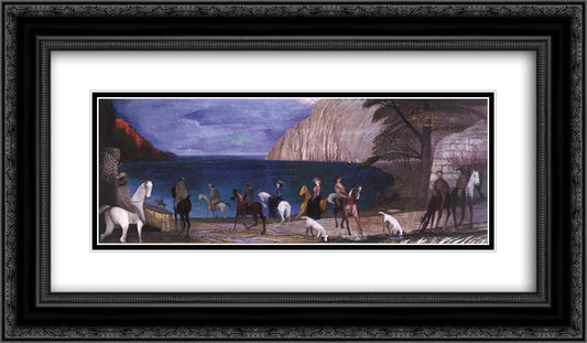 Riders on the Seashore 24x14 Black Ornate Wood Framed Art Print Poster with Double Matting by Csontvary, Tivadar Kosztka