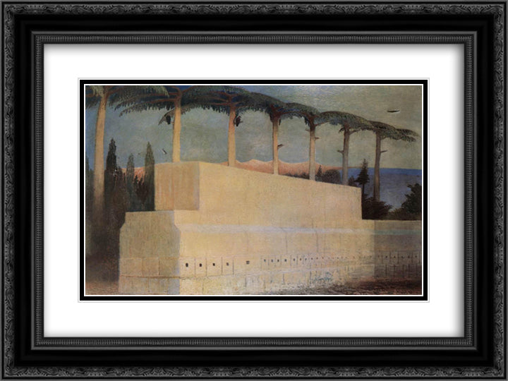 Sacrificial Stone in Baalbek 24x18 Black Ornate Wood Framed Art Print Poster with Double Matting by Csontvary, Tivadar Kosztka