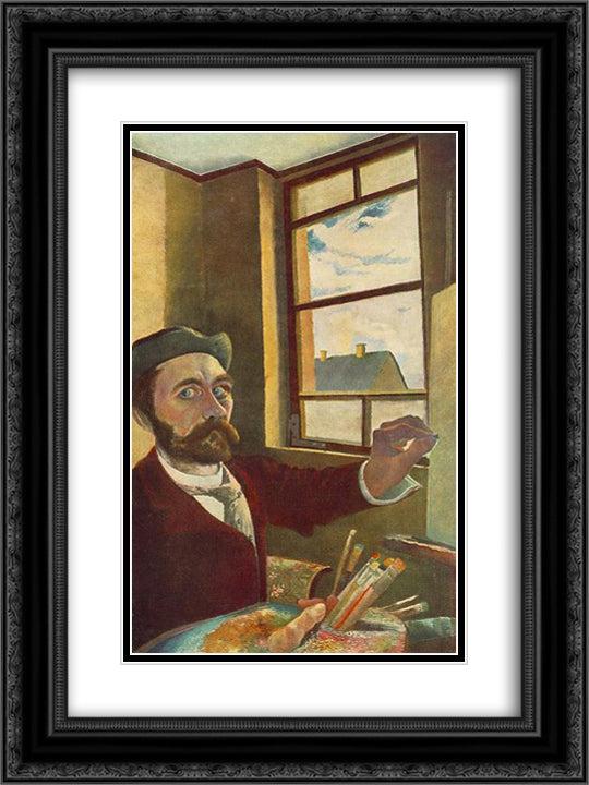 Self-Portrait 18x24 Black Ornate Wood Framed Art Print Poster with Double Matting by Csontvary, Tivadar Kosztka
