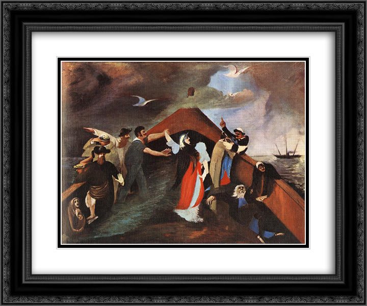 Shipwreck 24x20 Black Ornate Wood Framed Art Print Poster with Double Matting by Csontvary, Tivadar Kosztka