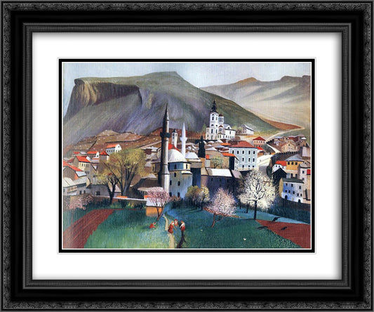 Springtime in Mostar 24x20 Black Ornate Wood Framed Art Print Poster with Double Matting by Csontvary, Tivadar Kosztka