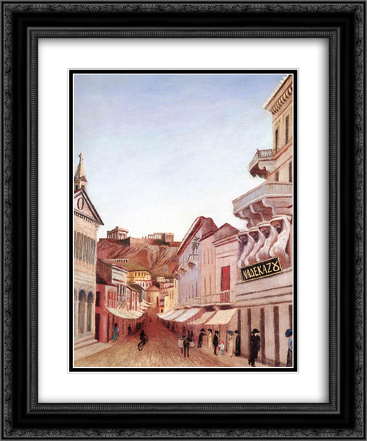 Street in Athen 20x24 Black Ornate Wood Framed Art Print Poster with Double Matting by Csontvary, Tivadar Kosztka