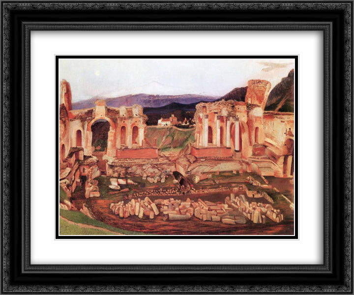 The Small Taormin 24x20 Black Ornate Wood Framed Art Print Poster with Double Matting by Csontvary, Tivadar Kosztka