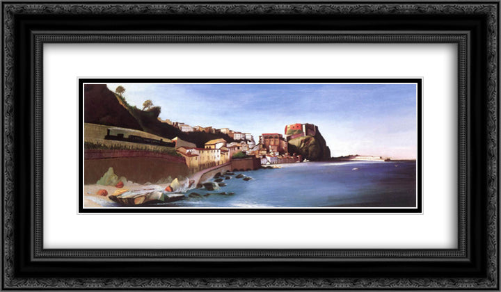 Town at the Seashore 24x14 Black Ornate Wood Framed Art Print Poster with Double Matting by Csontvary, Tivadar Kosztka