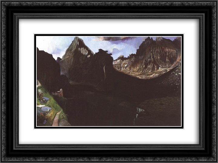 Valley of Great Tarpatak in the High-Tatras 24x18 Black Ornate Wood Framed Art Print Poster with Double Matting by Csontvary, Tivadar Kosztka