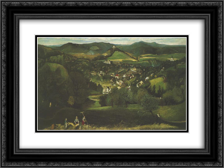 View of Selemecbanya 24x18 Black Ornate Wood Framed Art Print Poster with Double Matting by Csontvary, Tivadar Kosztka