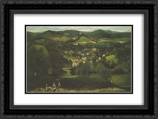 View of Selemecbanya 24x18 Black Ornate Wood Framed Art Print Poster with Double Matting by Csontvary, Tivadar Kosztka