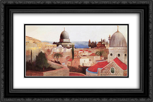View of the Dead Sea from the Temple Square in Jerusalem 24x16 Black Ornate Wood Framed Art Print Poster with Double Matting by Csontvary, Tivadar Kosztka