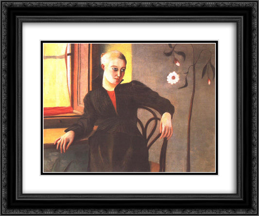 Woman Sitting by the Window 24x20 Black Ornate Wood Framed Art Print Poster with Double Matting by Csontvary, Tivadar Kosztka