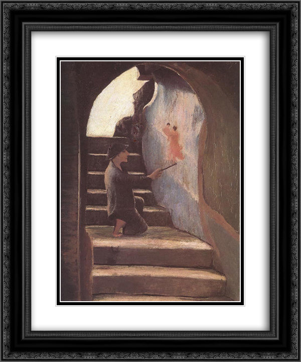 Young Painter 20x24 Black Ornate Wood Framed Art Print Poster with Double Matting by Csontvary, Tivadar Kosztka