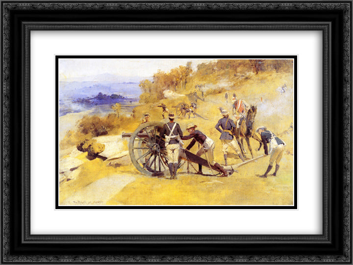 A Battery Field Artillery, New South Wales 24x18 Black Ornate Wood Framed Art Print Poster with Double Matting by Roberts, Tom