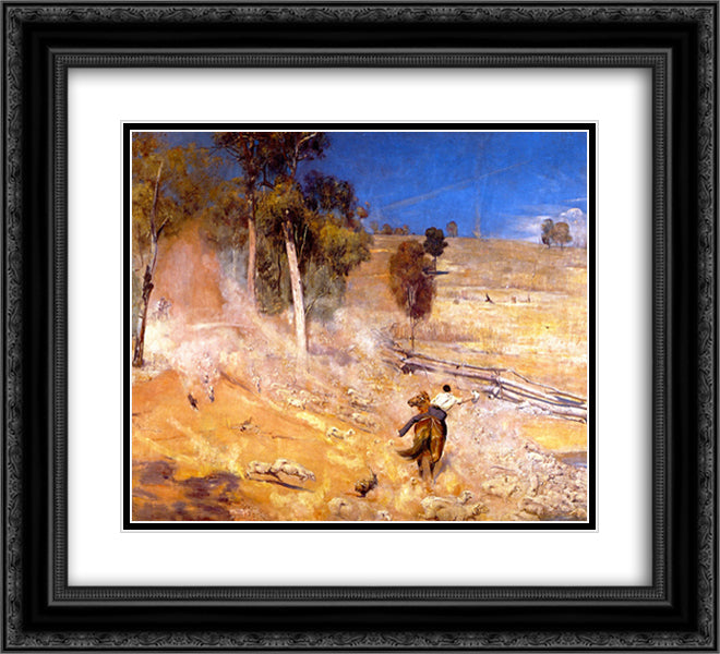 A Break Away! 22x20 Black Ornate Wood Framed Art Print Poster with Double Matting by Roberts, Tom