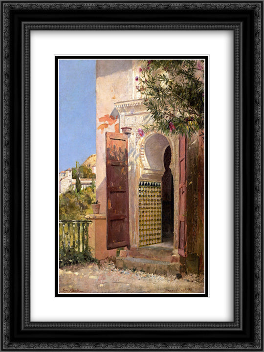 A Moorish Doorway 18x24 Black Ornate Wood Framed Art Print Poster with Double Matting by Roberts, Tom