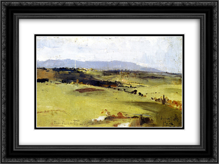 Across to the Dandenongs 24x18 Black Ornate Wood Framed Art Print Poster with Double Matting by Roberts, Tom