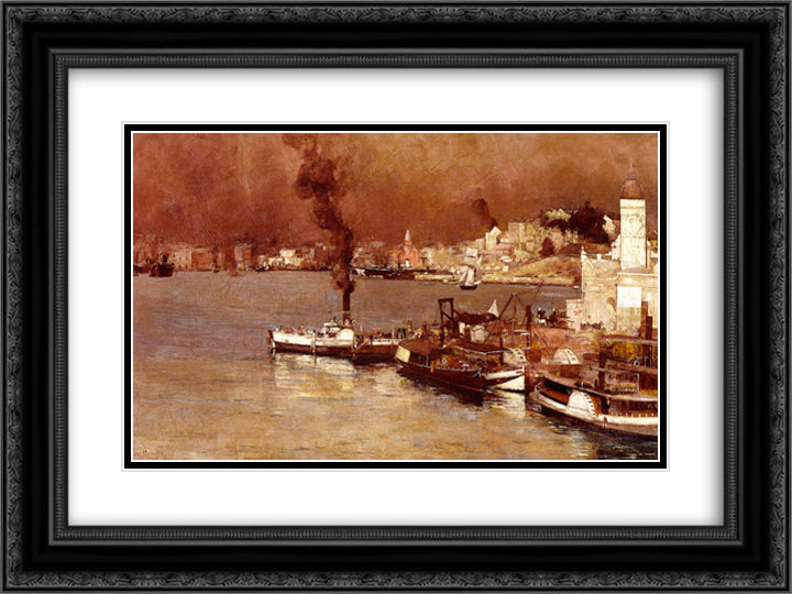 An Autumn Morning, Milson's Point, Sydney 24x18 Black Ornate Wood Framed Art Print Poster with Double Matting by Roberts, Tom