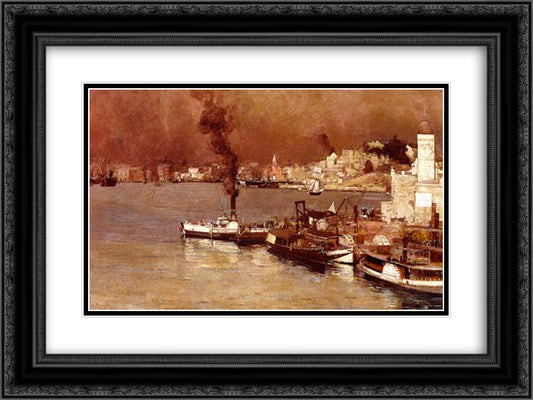 An Autumn Morning, Milson's Point, Sydney 24x18 Black Ornate Wood Framed Art Print Poster with Double Matting by Roberts, Tom