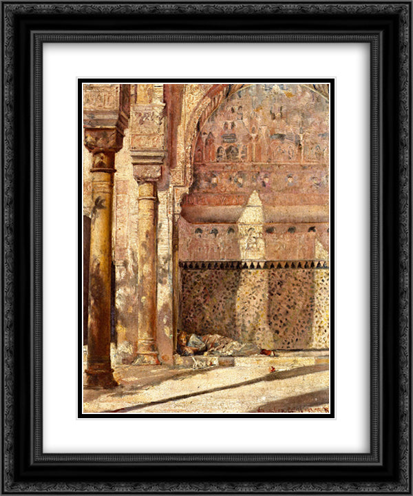 Baskin - A Corner in the Alhambra 20x24 Black Ornate Wood Framed Art Print Poster with Double Matting by Roberts, Tom