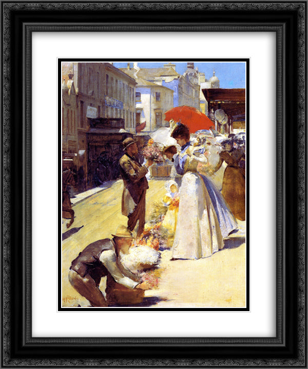 Christmas Flowers and Christmas Belles 20x24 Black Ornate Wood Framed Art Print Poster with Double Matting by Roberts, Tom