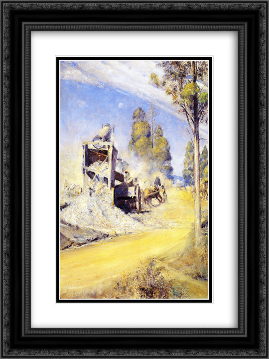 Country Road Makers 1923 18x24 Black Ornate Wood Framed Art Print Poster with Double Matting by Roberts, Tom