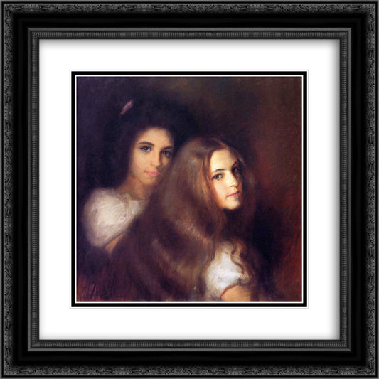 Elizabeh and Carmen Pinschof 20x20 Black Ornate Wood Framed Art Print Poster with Double Matting by Roberts, Tom