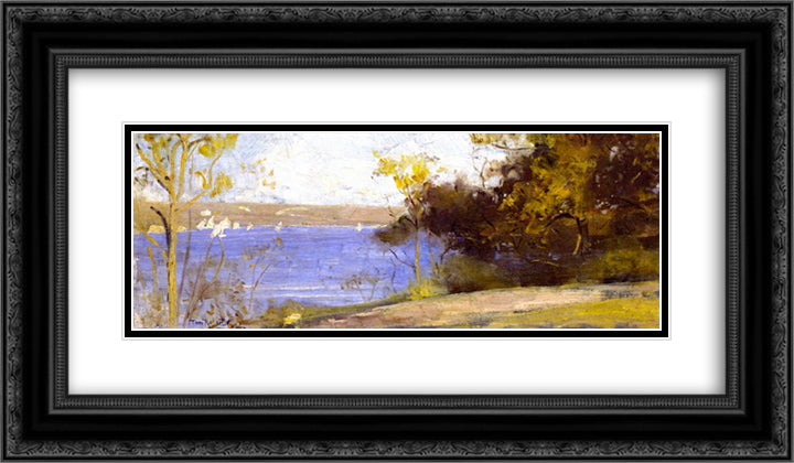 Landscape, Cremorne 24x14 Black Ornate Wood Framed Art Print Poster with Double Matting by Roberts, Tom