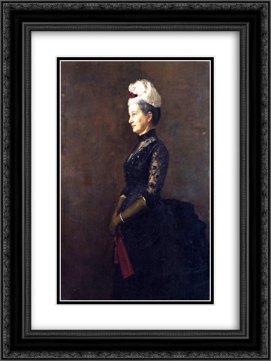 Madame Pfund 18x24 Black Ornate Wood Framed Art Print Poster with Double Matting by Roberts, Tom
