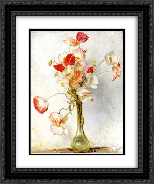 Poppies 20x24 Black Ornate Wood Framed Art Print Poster with Double Matting by Roberts, Tom