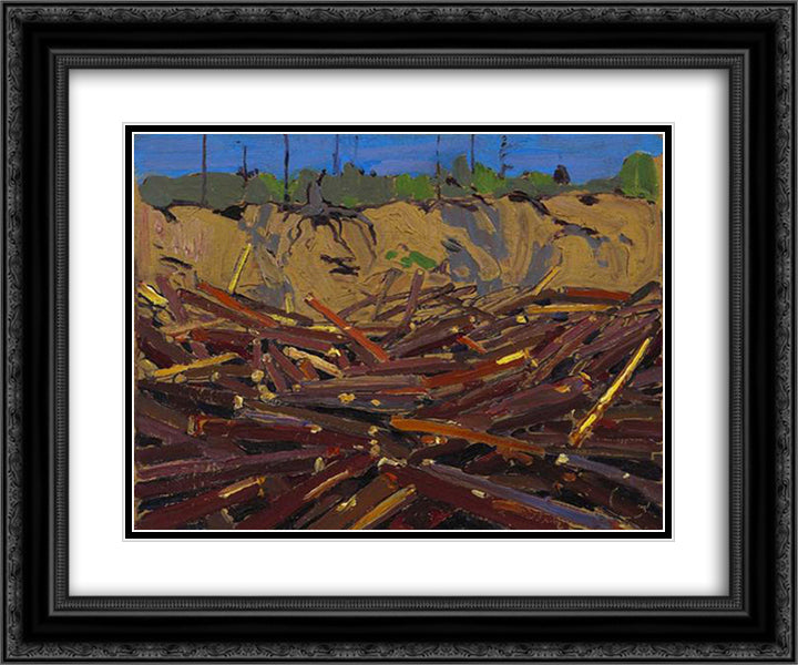 Early Spring 24x20 Black Ornate Wood Framed Art Print Poster with Double Matting by Thomson, Tom