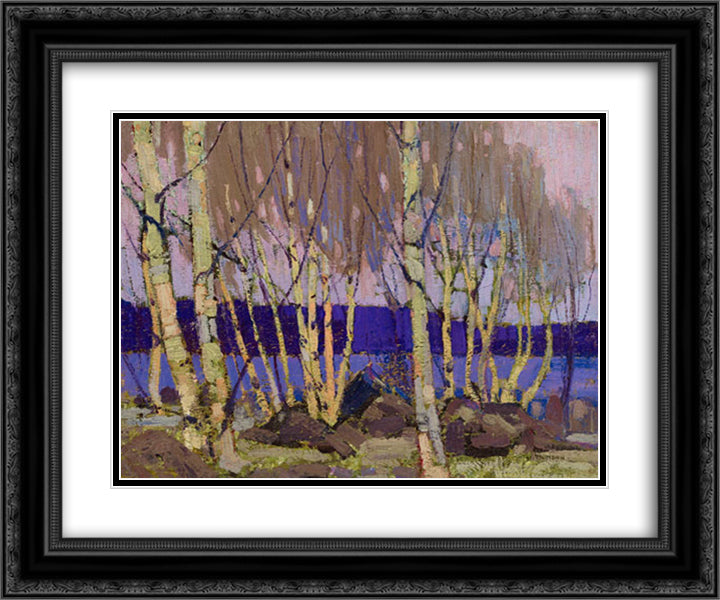 Evening, Canoe Lake 24x20 Black Ornate Wood Framed Art Print Poster with Double Matting by Thomson, Tom