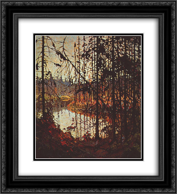 Northern River 20x22 Black Ornate Wood Framed Art Print Poster with Double Matting by Thomson, Tom
