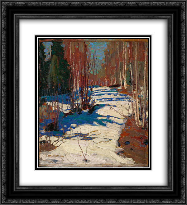 Path Behind Mowat Lodge 20x22 Black Ornate Wood Framed Art Print Poster with Double Matting by Thomson, Tom