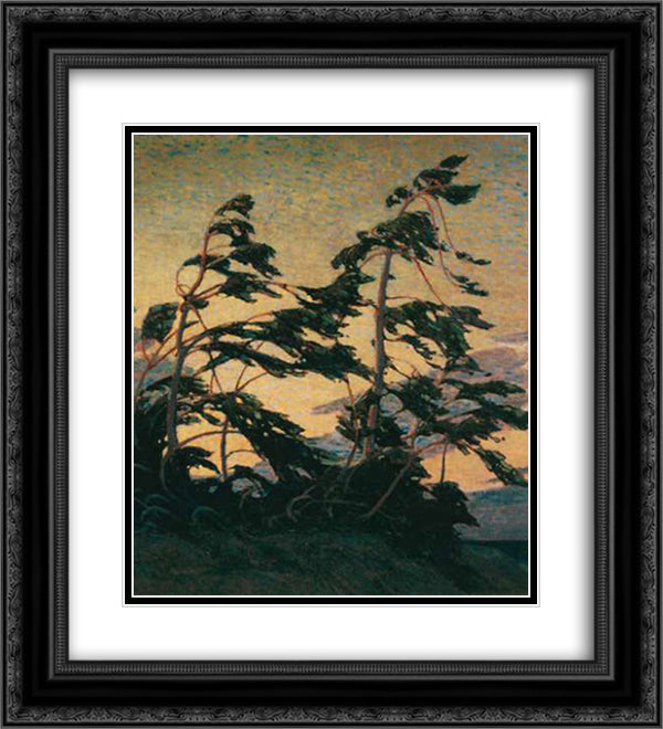 Pine Island, Georgian Bay 20x22 Black Ornate Wood Framed Art Print Poster with Double Matting by Thomson, Tom