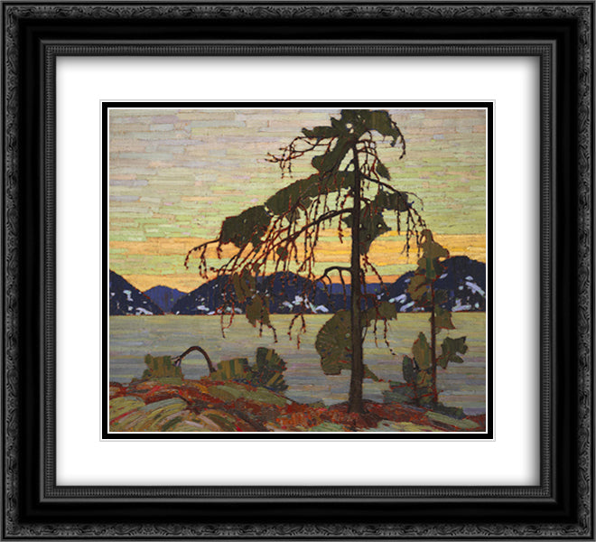 The Jack Pine 22x20 Black Ornate Wood Framed Art Print Poster with Double Matting by Thomson, Tom