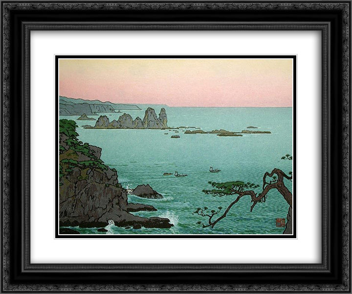 Irozaki, Morning 24x20 Black Ornate Wood Framed Art Print Poster with Double Matting by Yoshida, Toshi