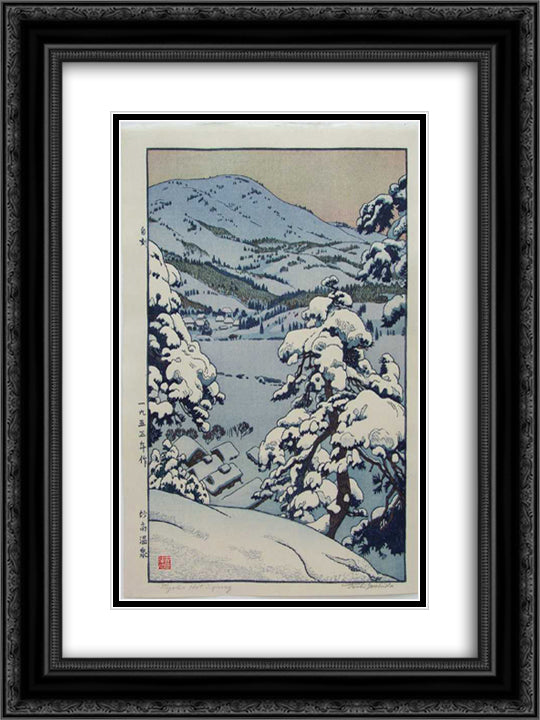 Myoko Hot Spring 18x24 Black Ornate Wood Framed Art Print Poster with Double Matting by Yoshida, Toshi