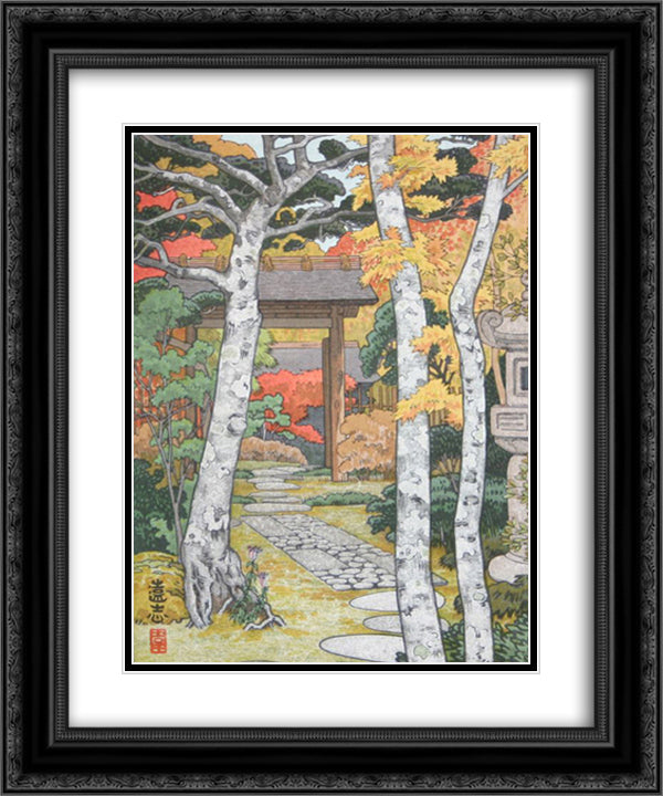 Sangetsu - an Hakone Muesum 20x24 Black Ornate Wood Framed Art Print Poster with Double Matting by Yoshida, Toshi