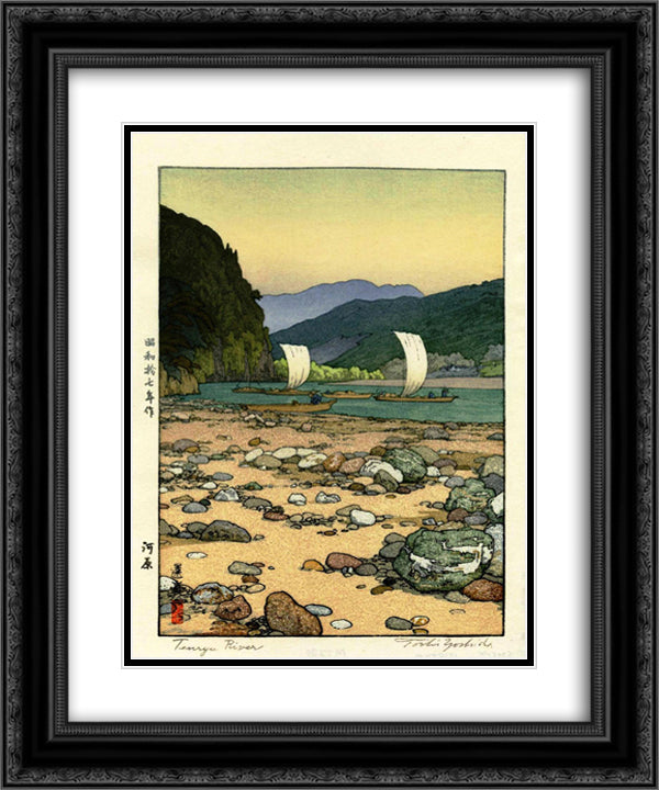 Tenryu River 20x24 Black Ornate Wood Framed Art Print Poster with Double Matting by Yoshida, Toshi